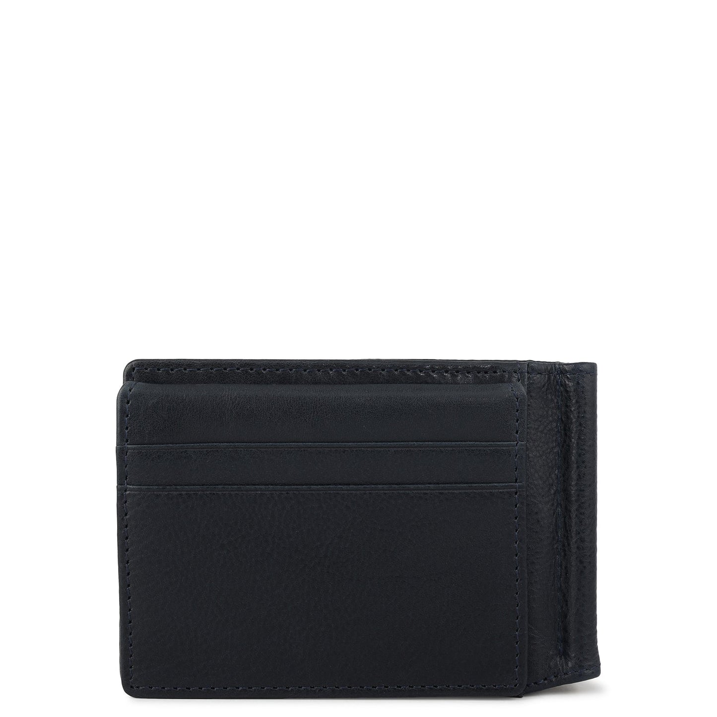 Plain Leather Money Clip - Navy