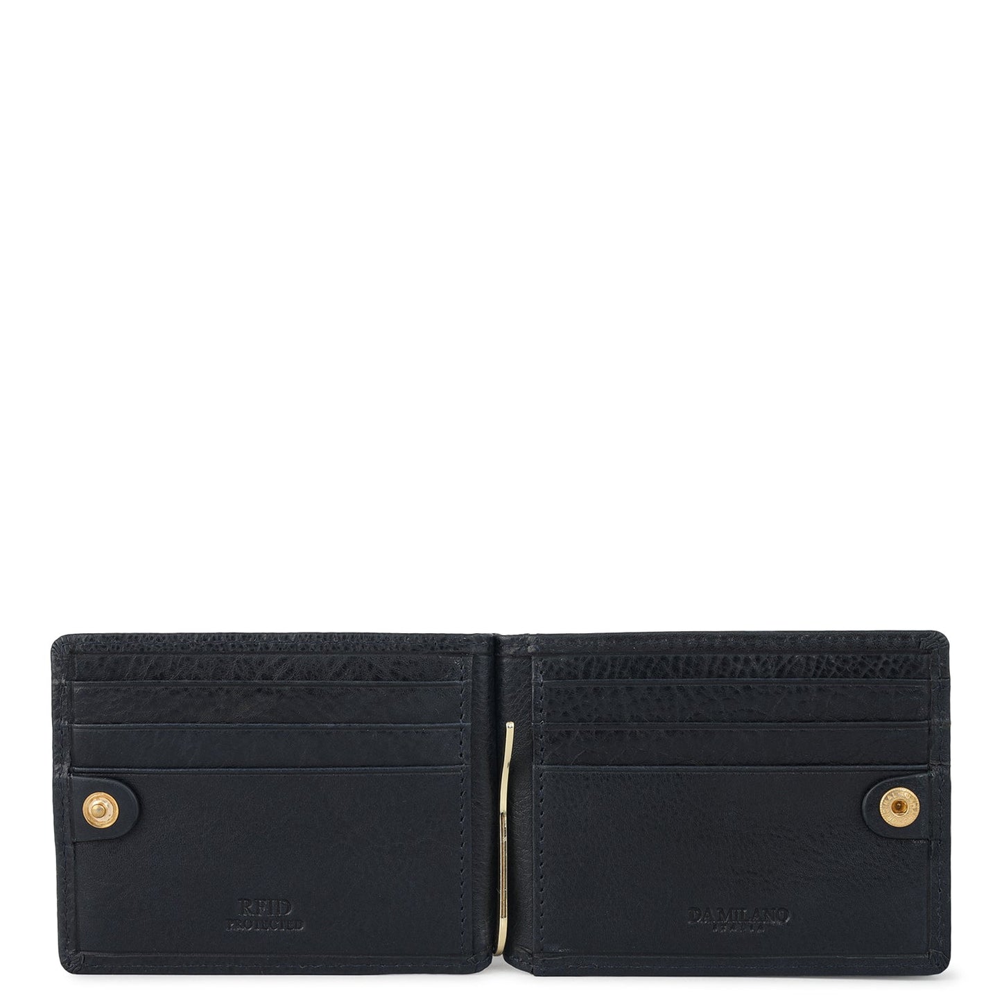 Plain Leather Money Clip - Navy