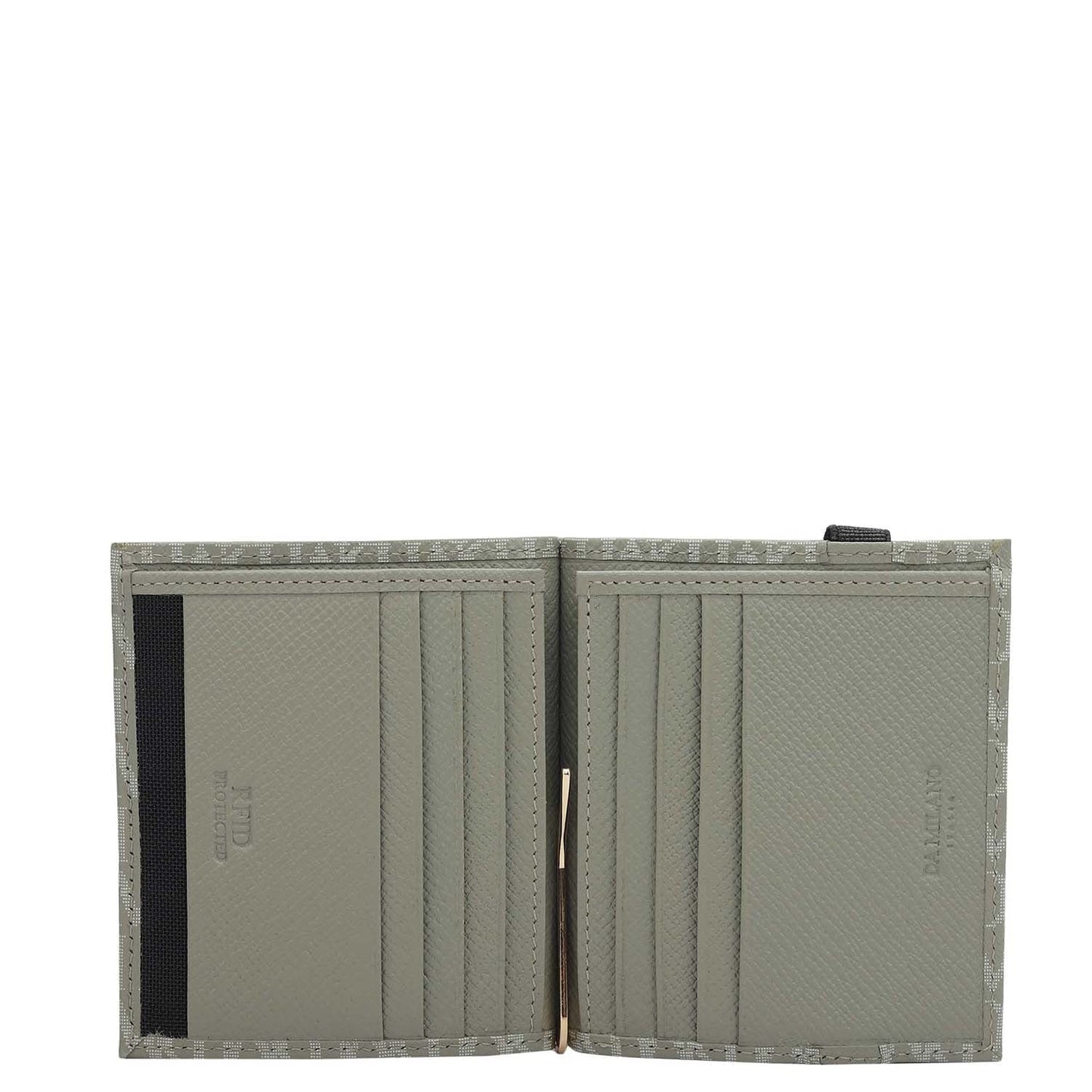 Monogram Leather Money Clip - Stone Grey