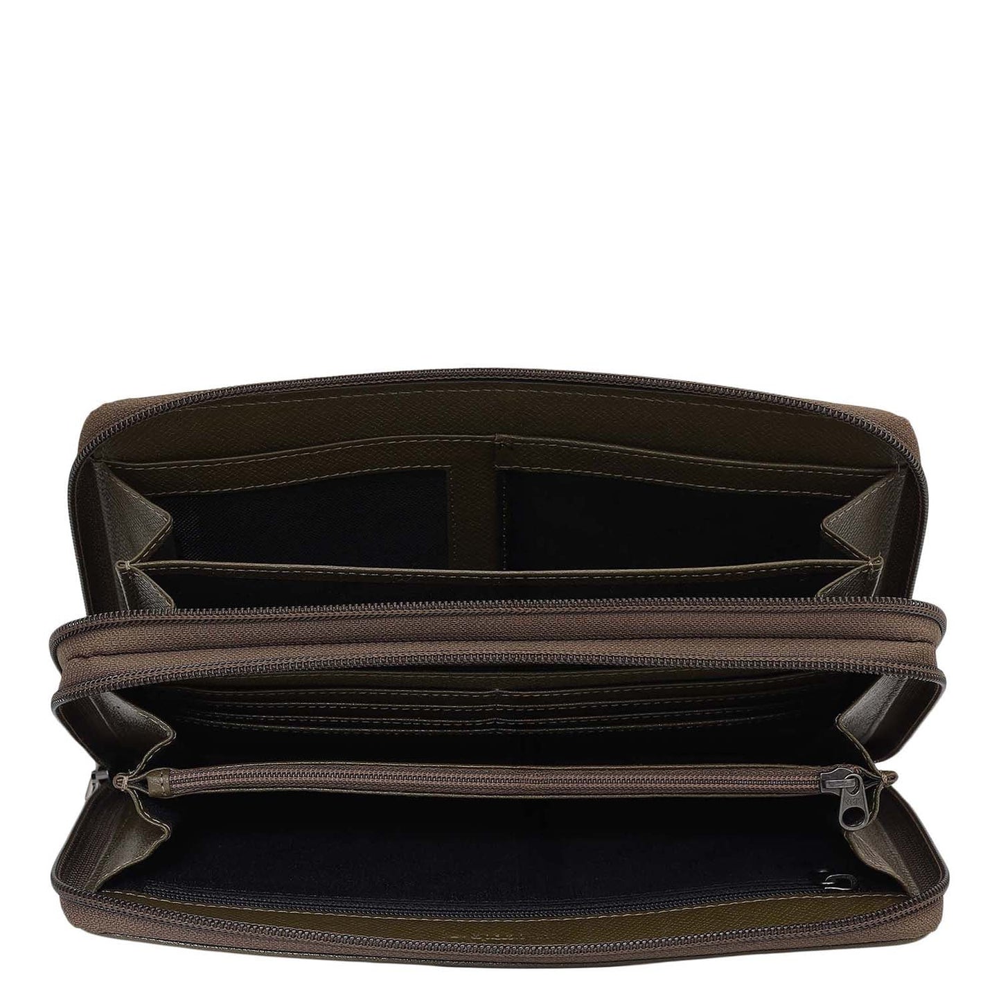 Croco Leather Multi Pouch - Military Green