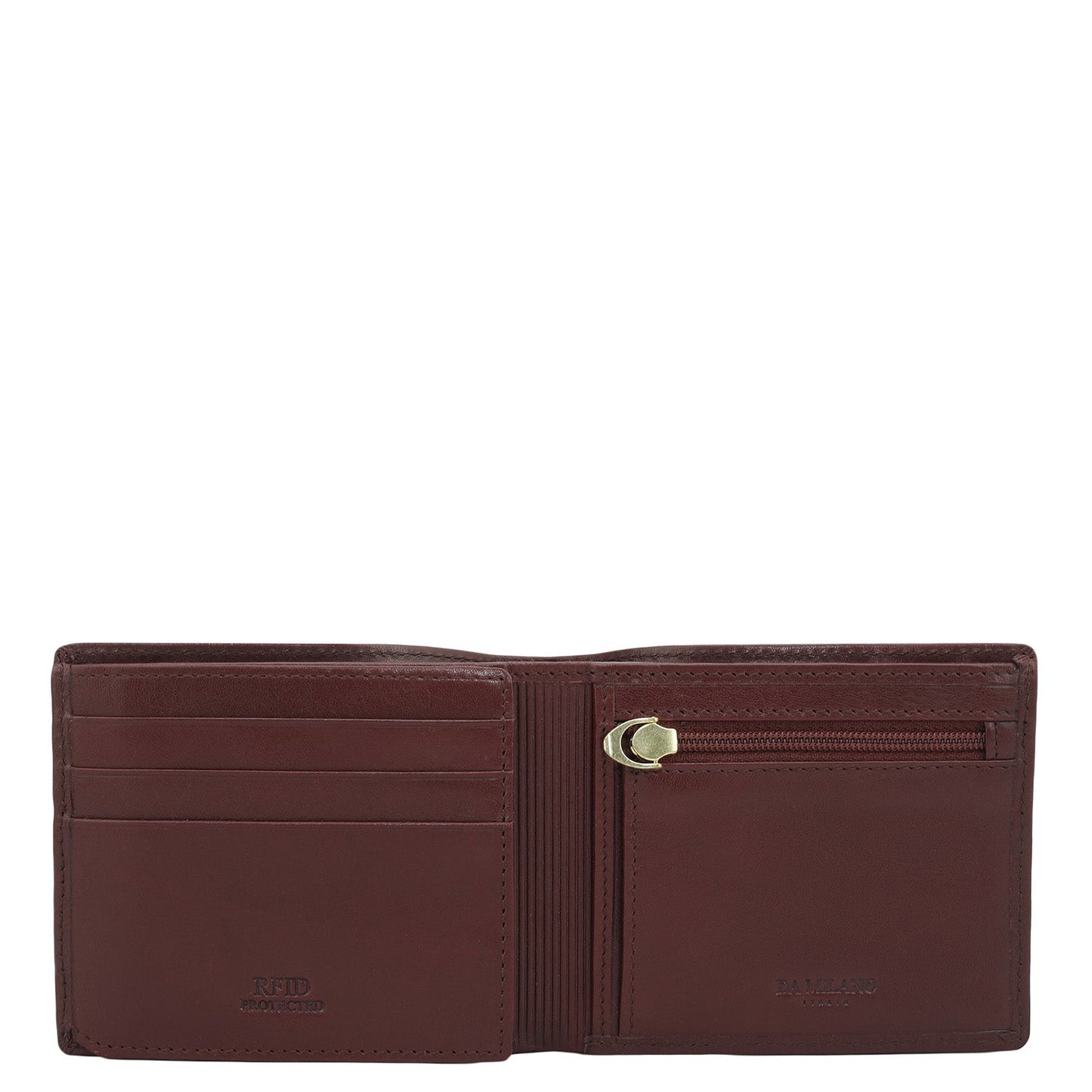 Wine Bifold Leather Mens Wallet
