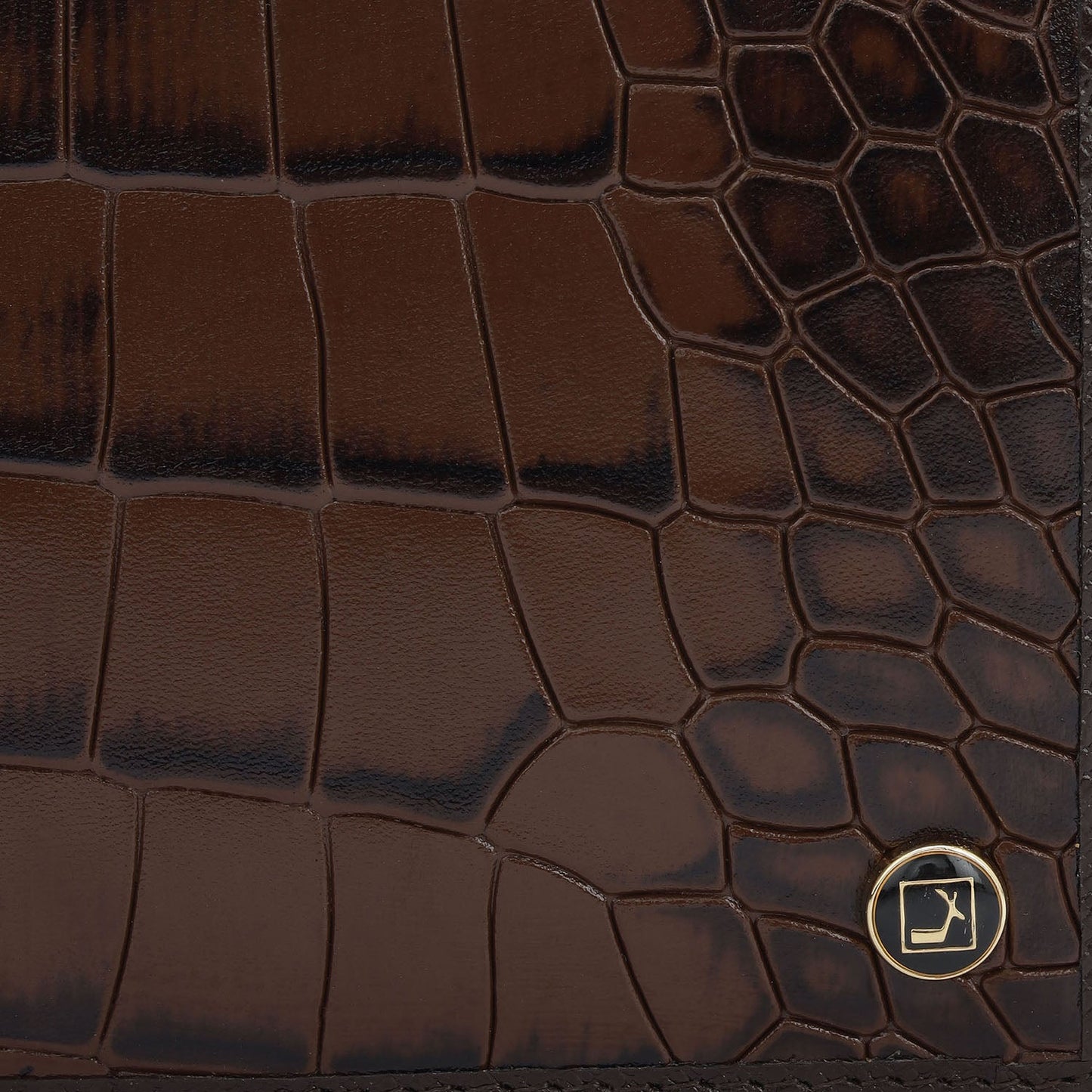 Croco Leather Mens Wallet - Brown