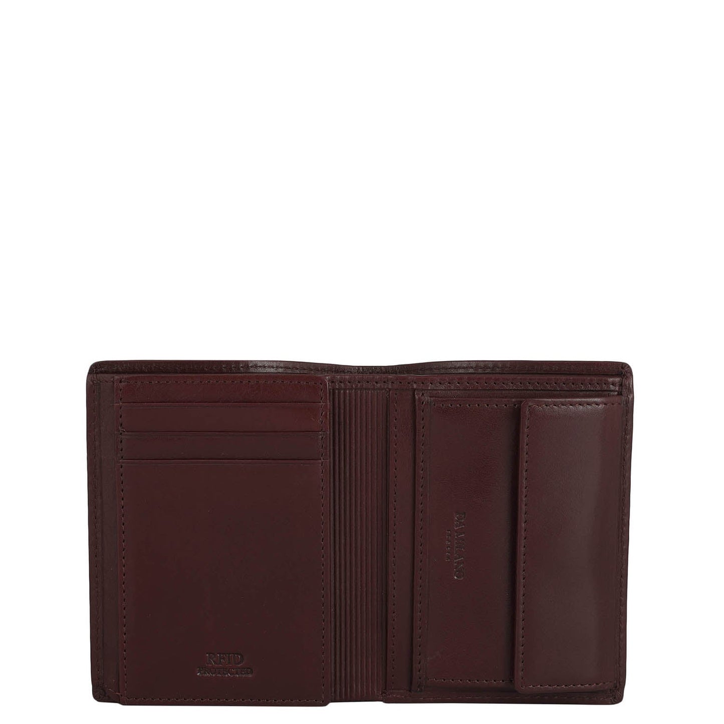 Wine Bifold Leather Mens Wallet