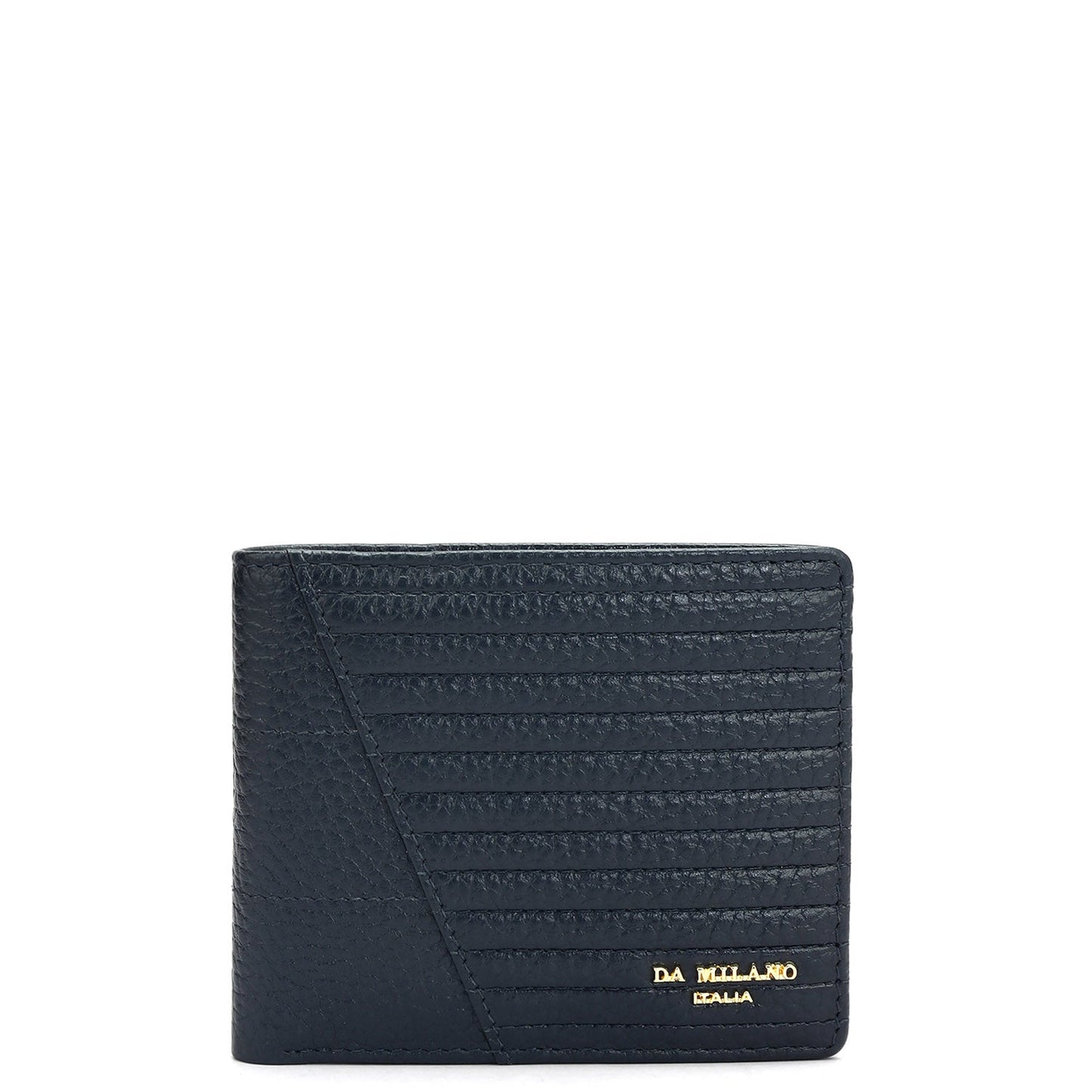 Wax Stripe Leather Mens Wallet - Navy