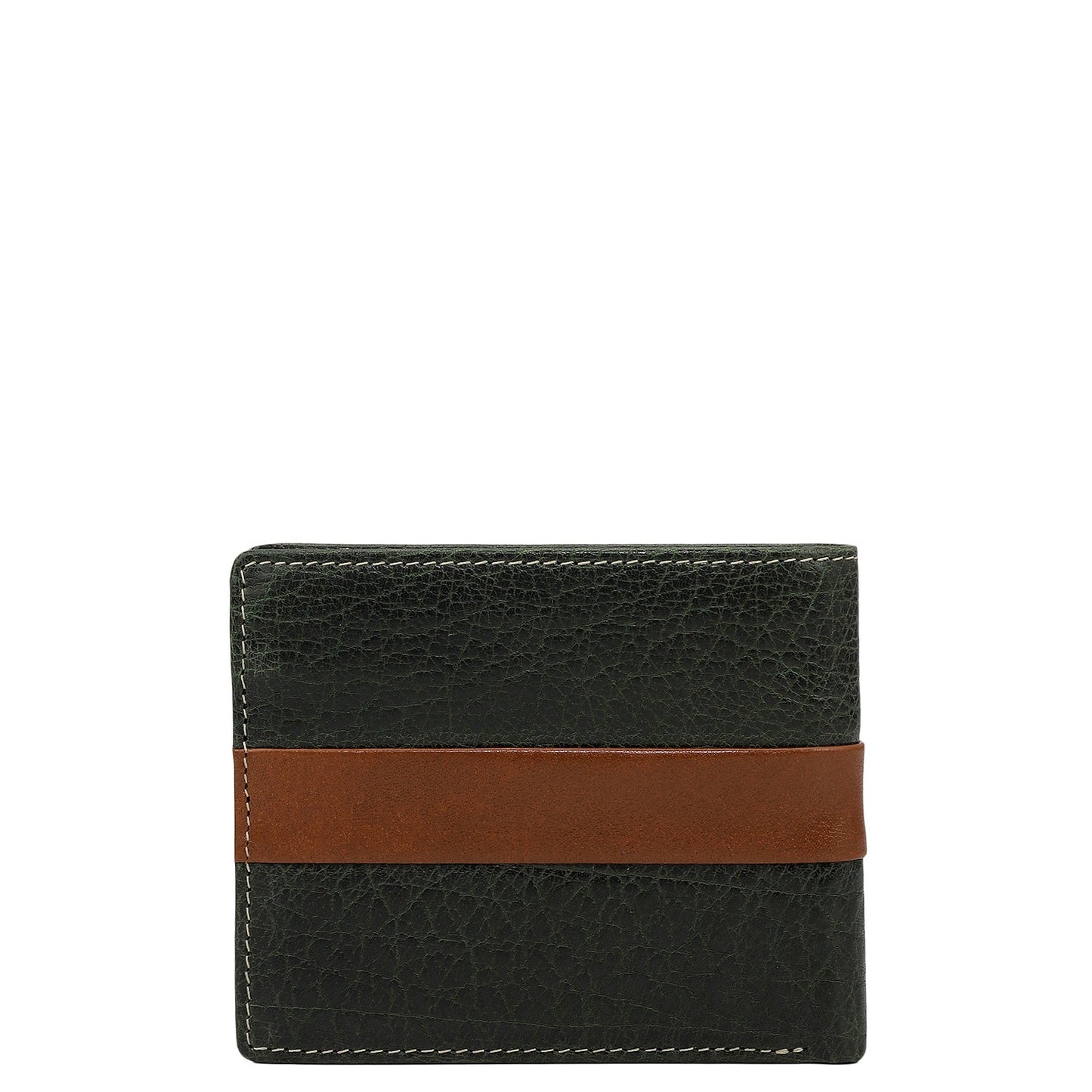 Green Cognac Bifold Leather Mens Wallet