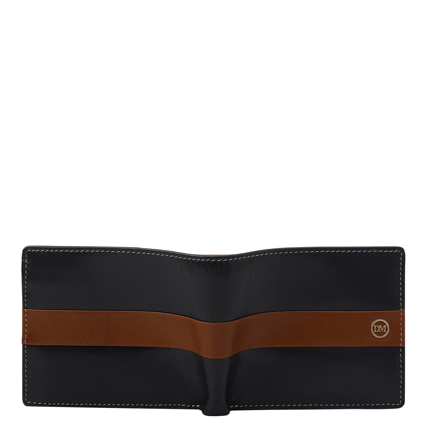 Navy Cognac Bifold Leather Mens Wallet