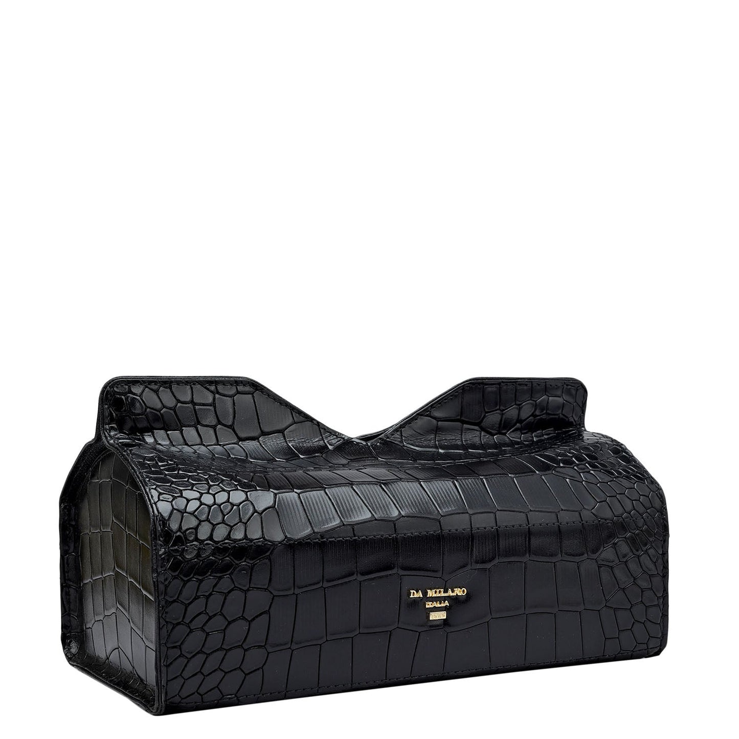 Croco Leather Napkin Case - Black