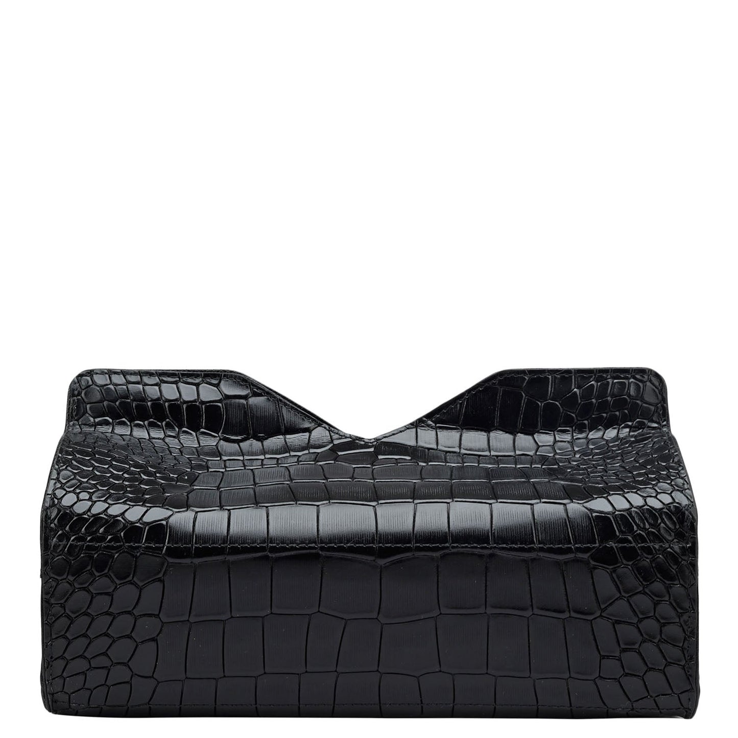 Croco Leather Napkin Case - Black