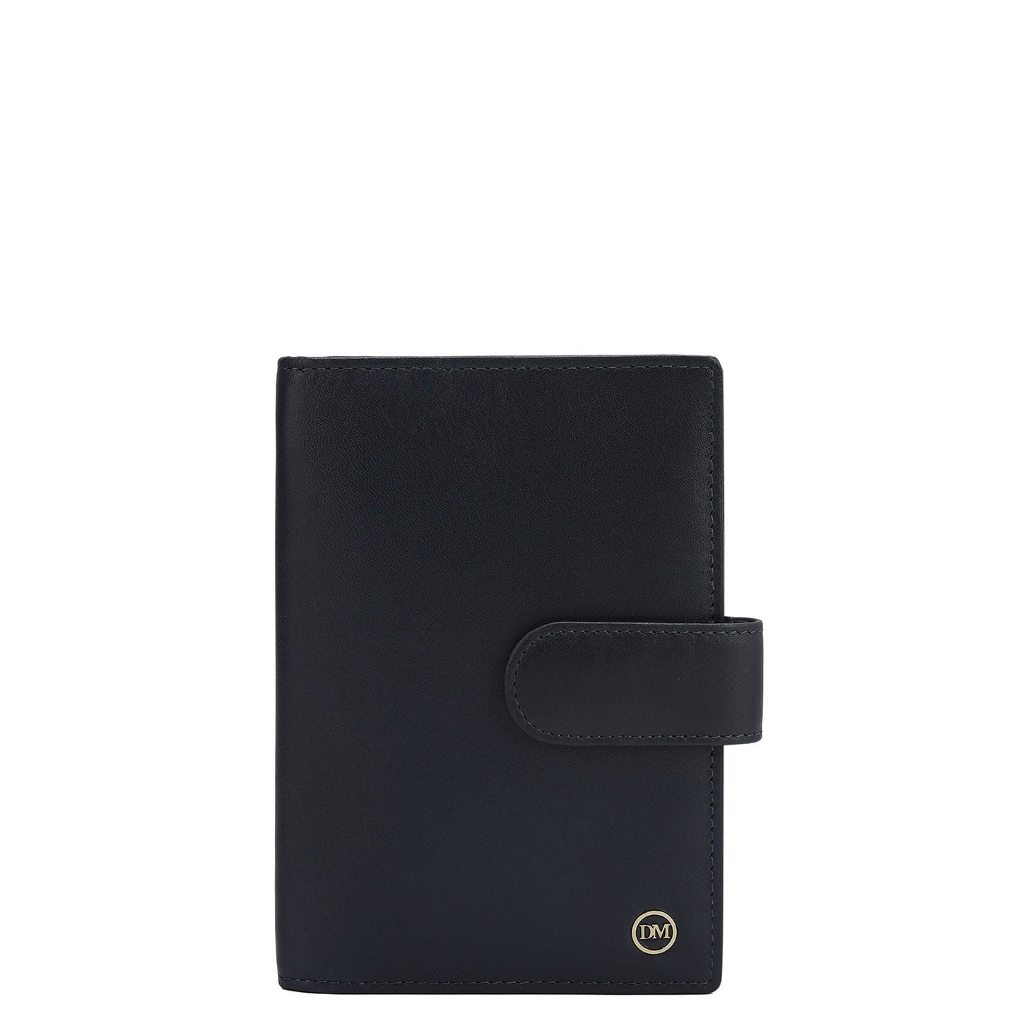 Plain Leather Passport Case - Navy