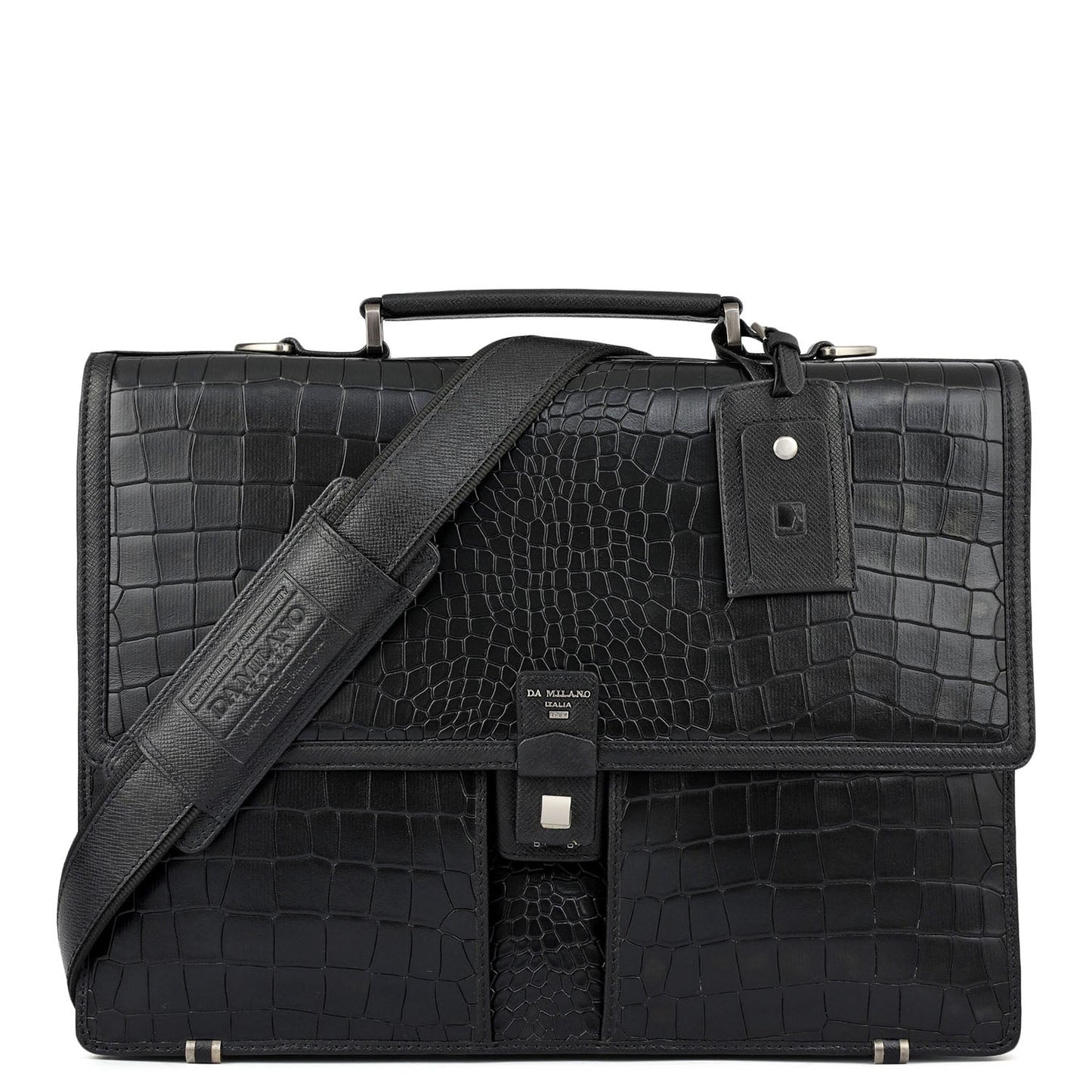 Croco Leather Portfolio - Black