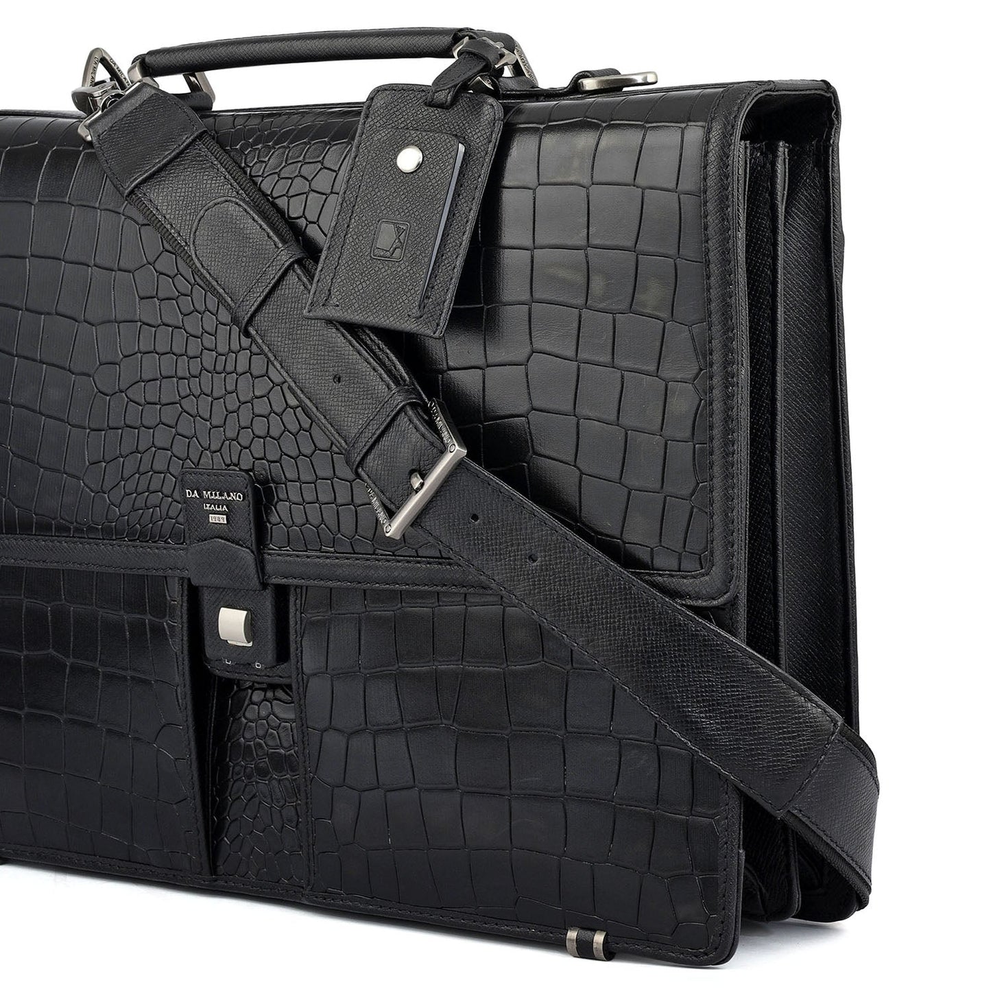Croco Leather Portfolio - Black