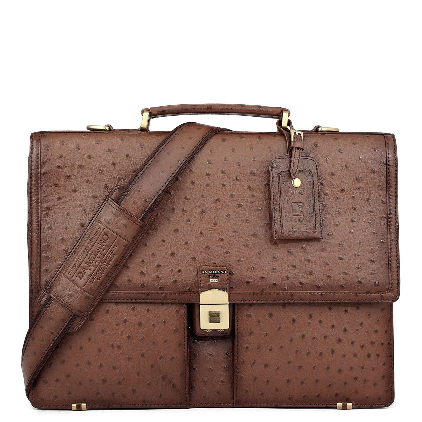 Ostrich Leather Portfolio - Brown