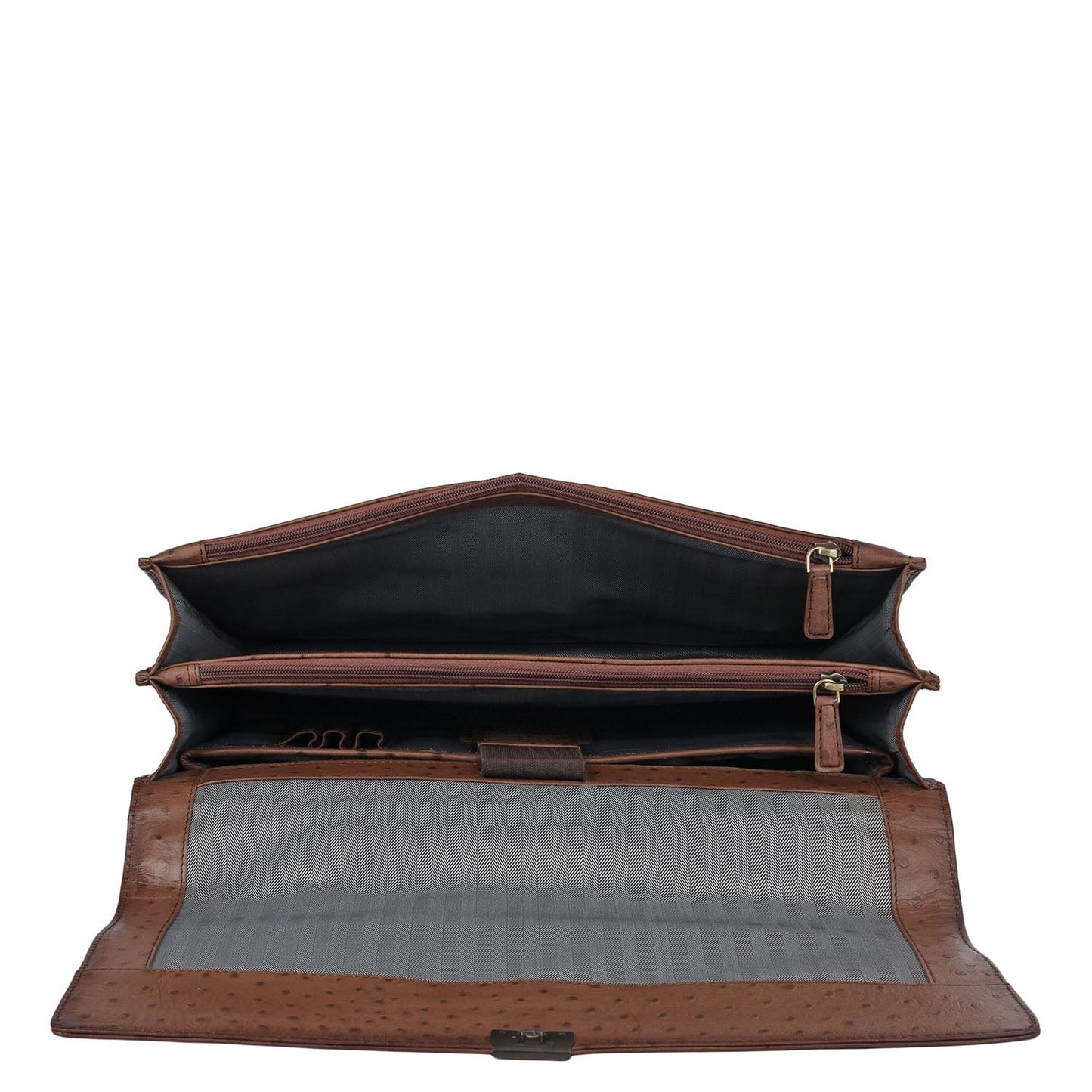 Ostrich Leather Portfolio - Brown