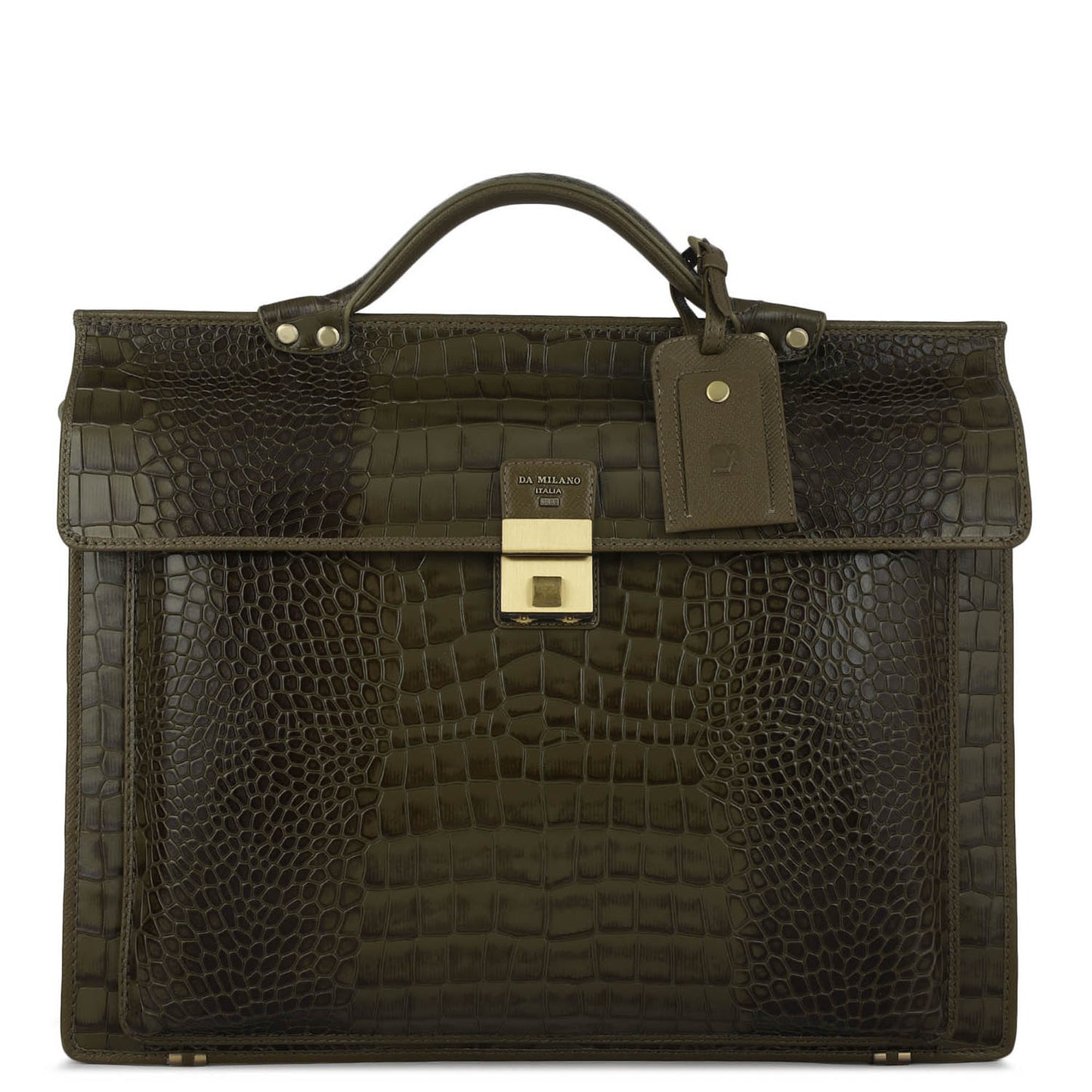 Croco Leather Portfolio - Military Green