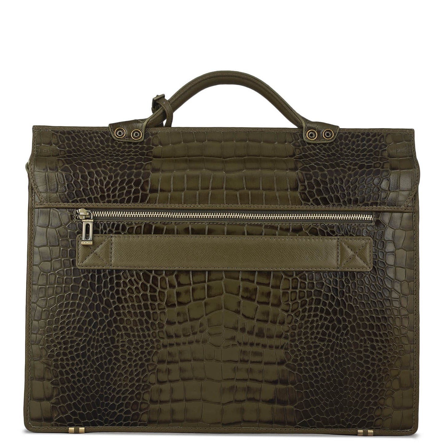 Croco Leather Portfolio - Military Green