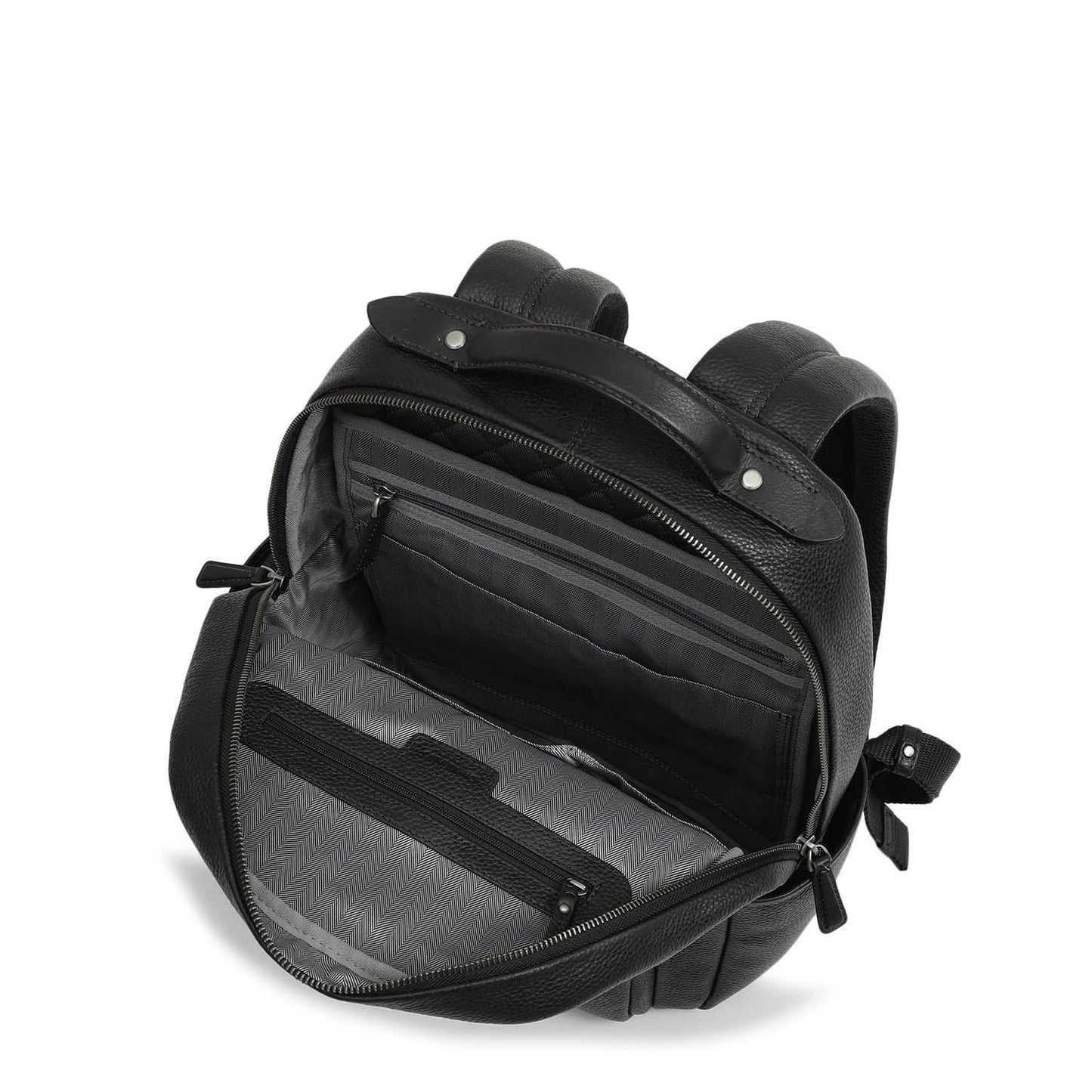 Wax Plain Leather Backpack - Black