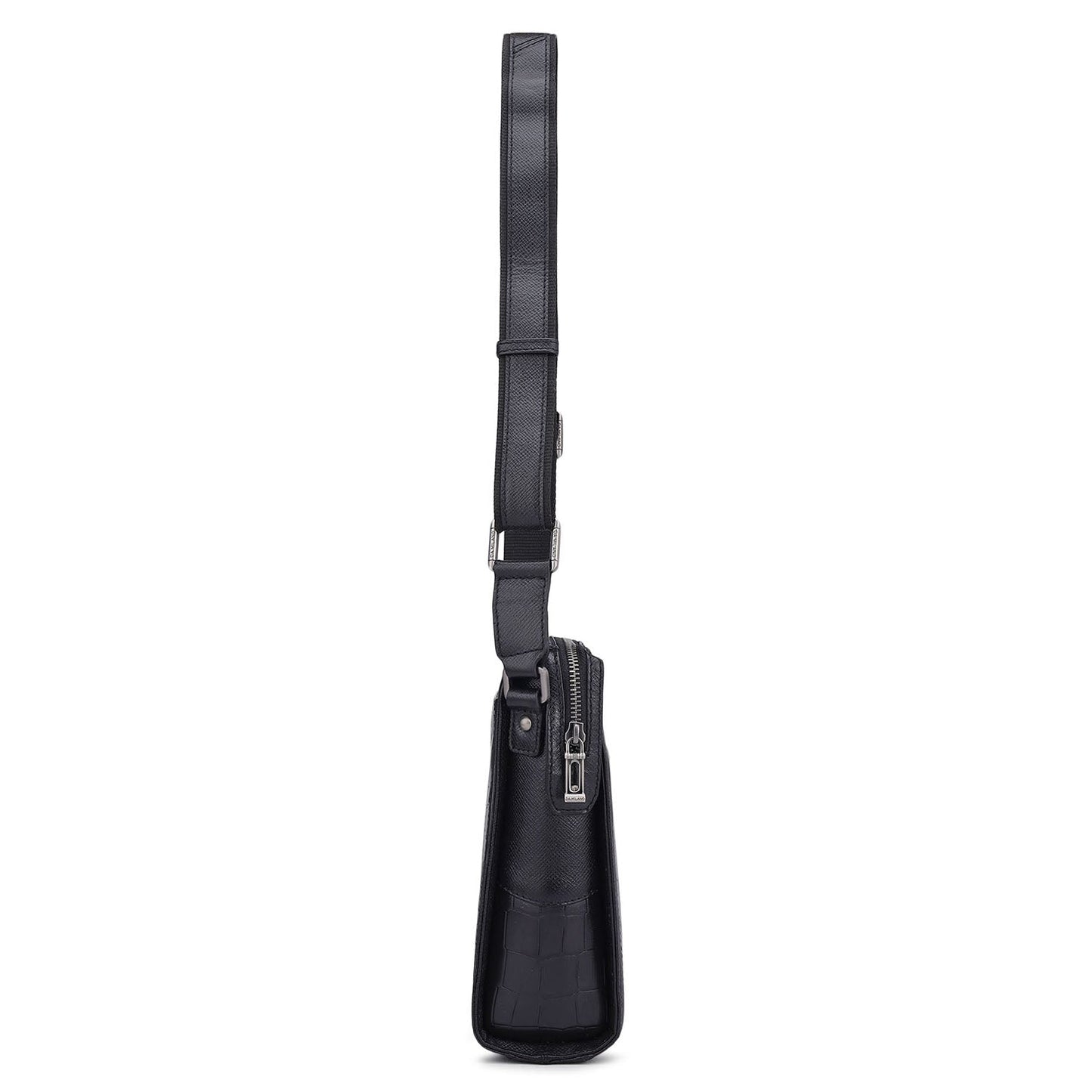 Croco Franzy Leather Men Sling - Black
