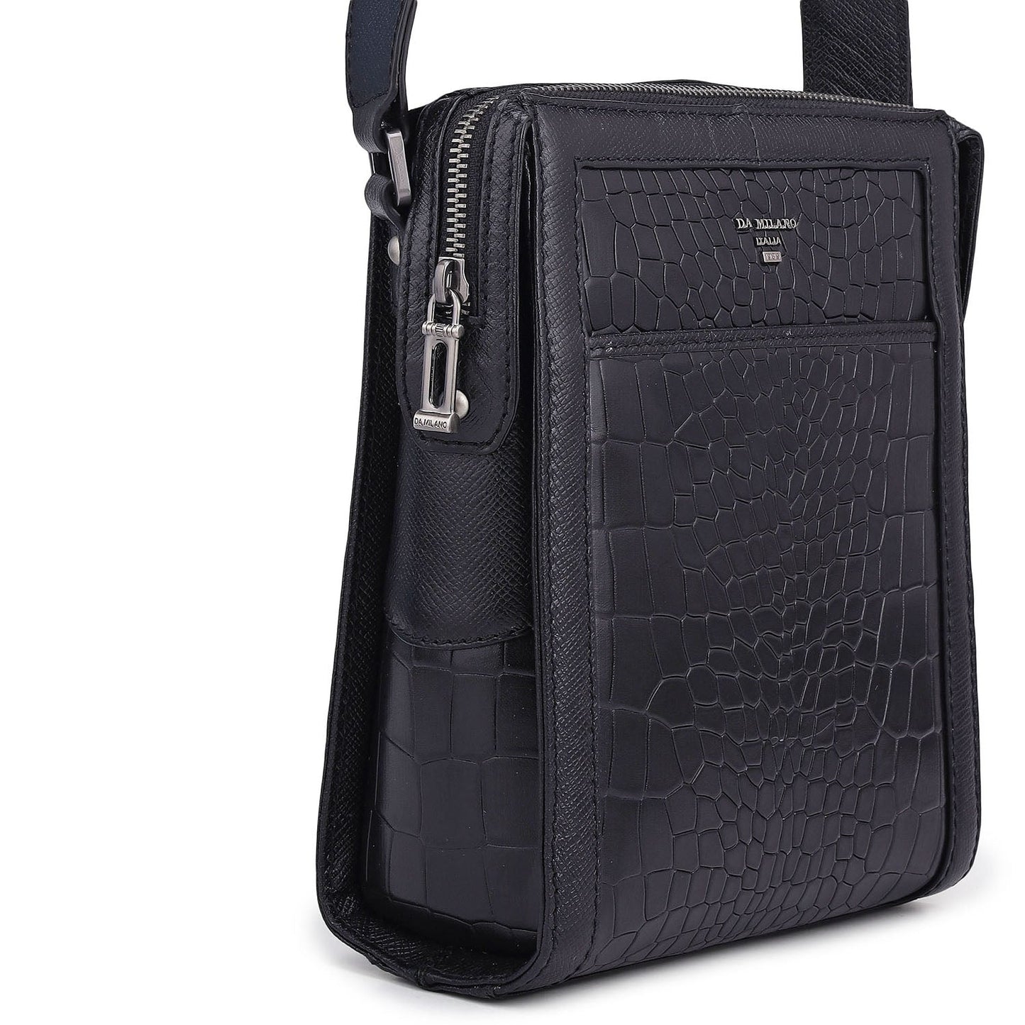Croco Franzy Leather Men Sling - Black