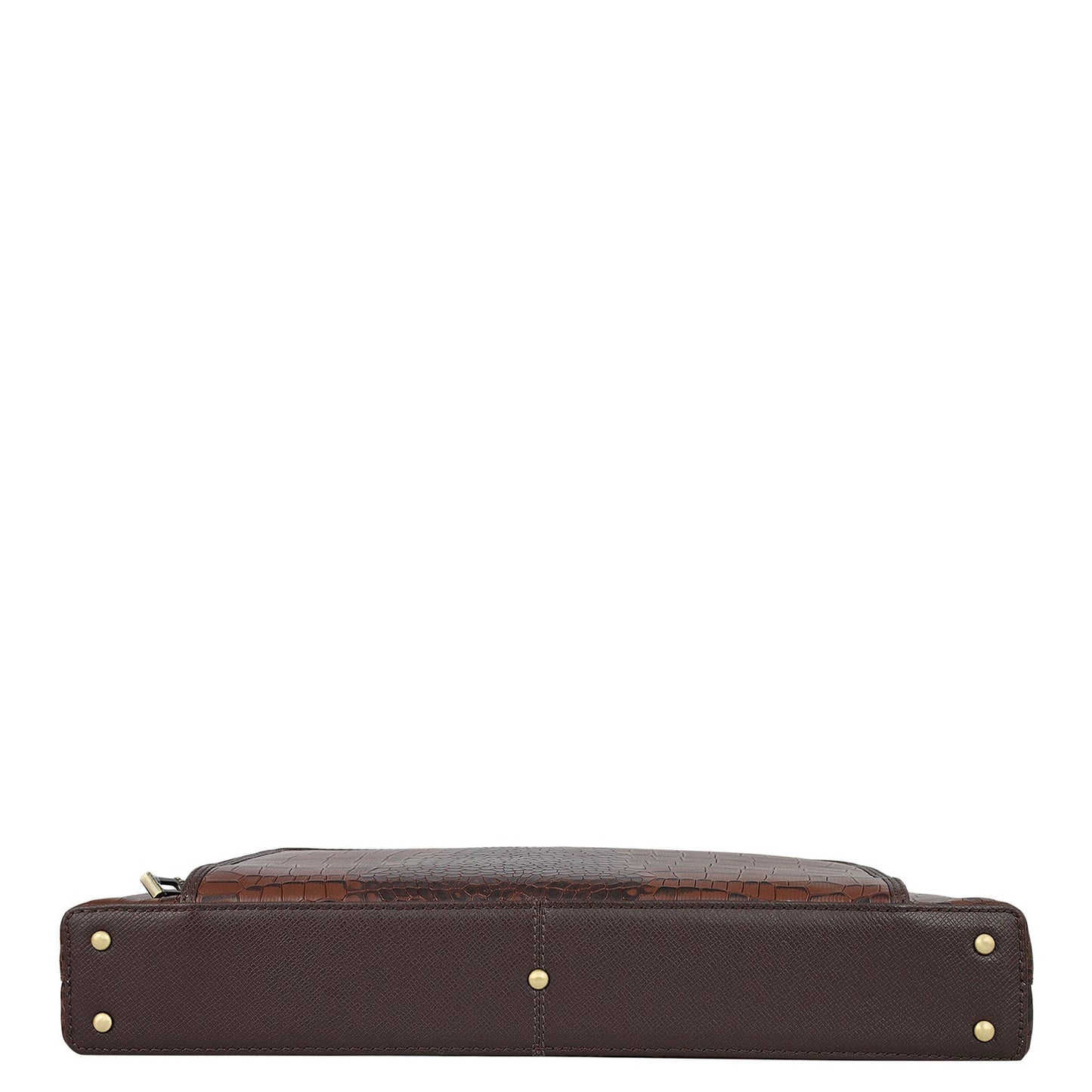 Croco Leather Laptop Sleeve - Brown
