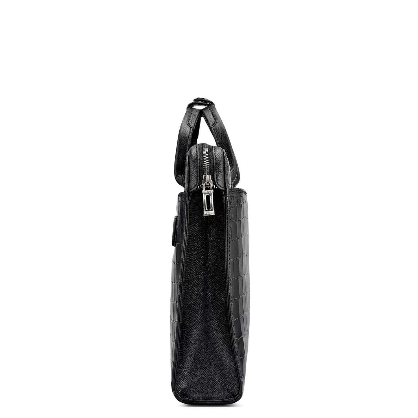 Croco Leather Laptop Sleeve - Black
