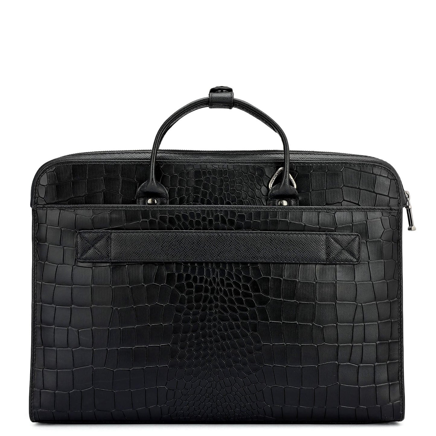 Croco Leather Laptop Sleeve - Black