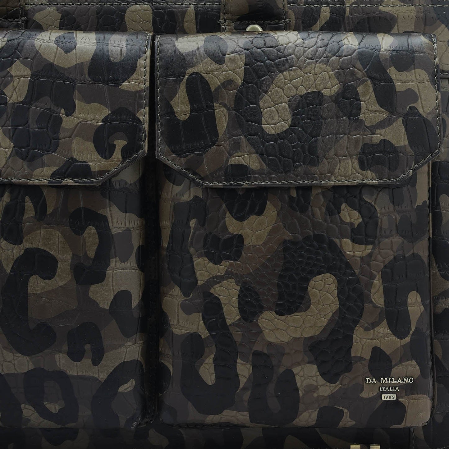 Military Green & Black Camouflage Leather Laptop Sleeve - Upto 14"