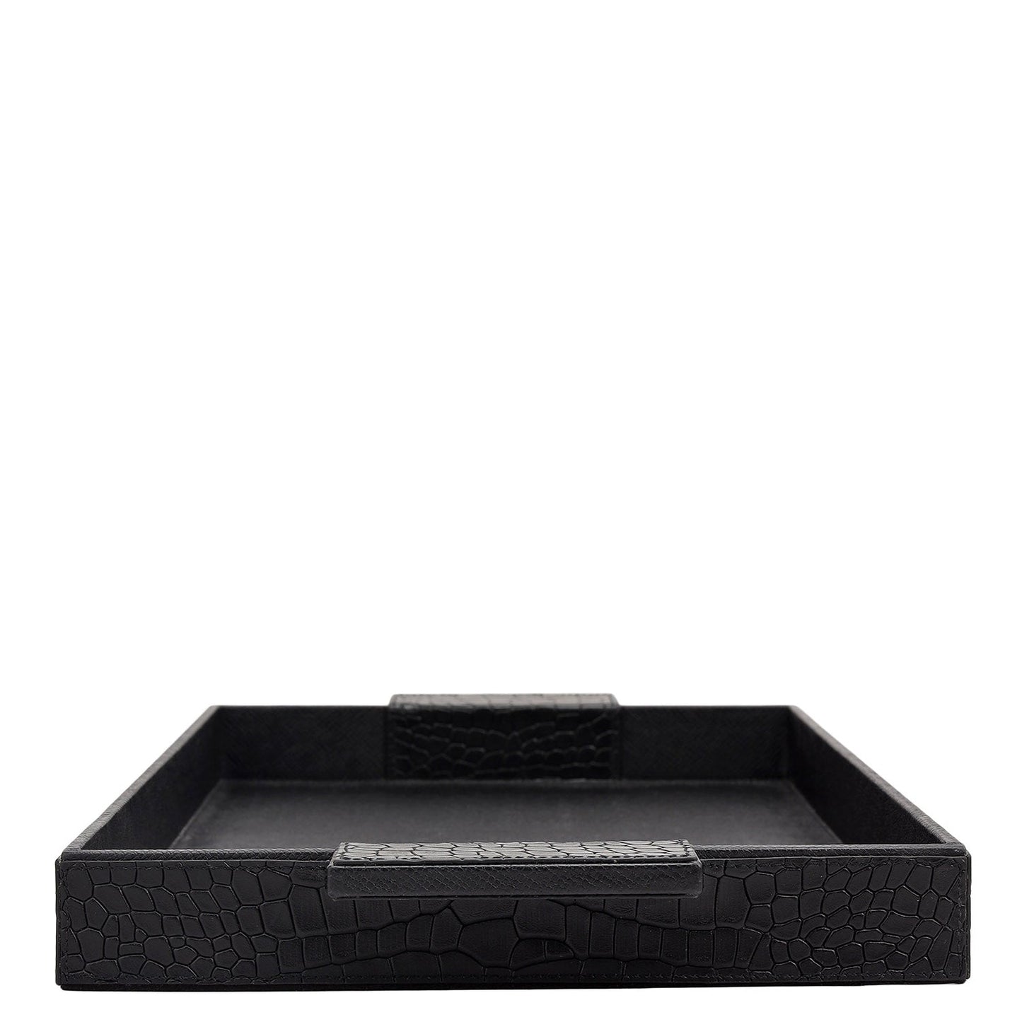 Croco Franzy Leather Tray - Black