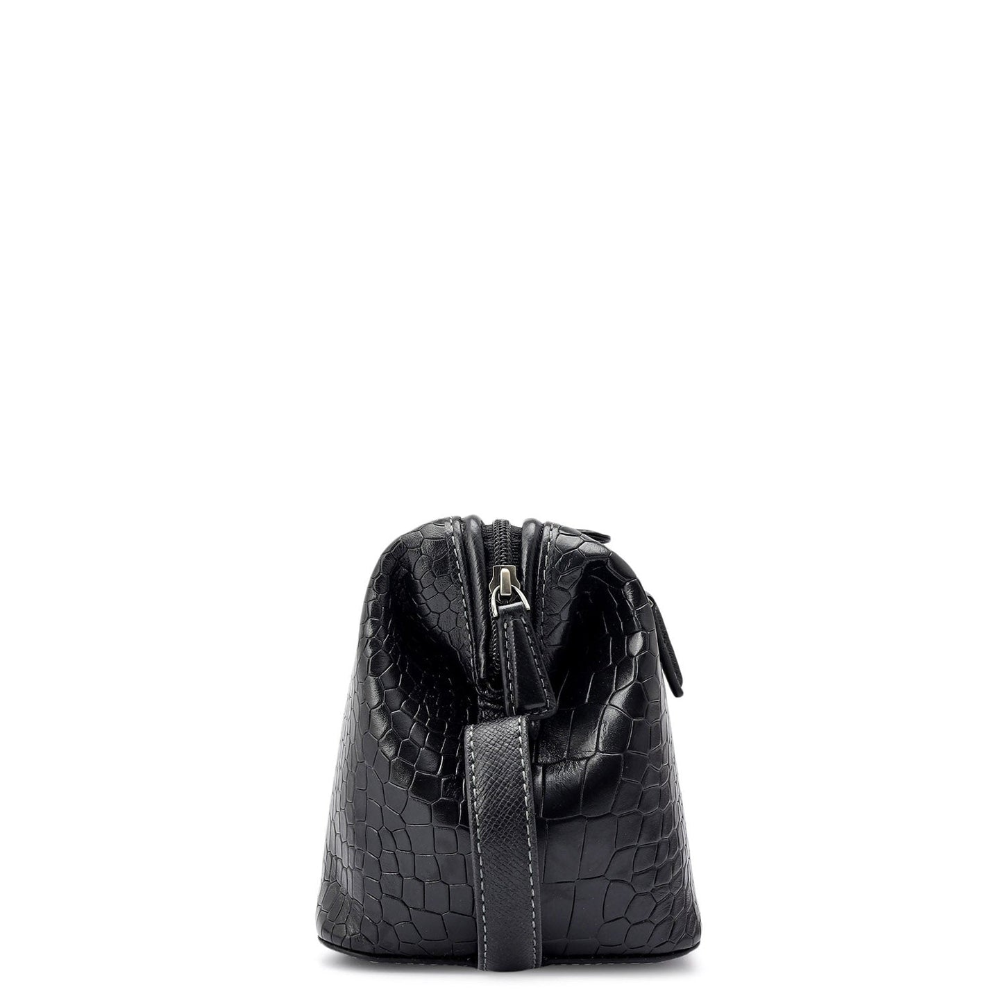 Croco Leather Vanity Case - Black