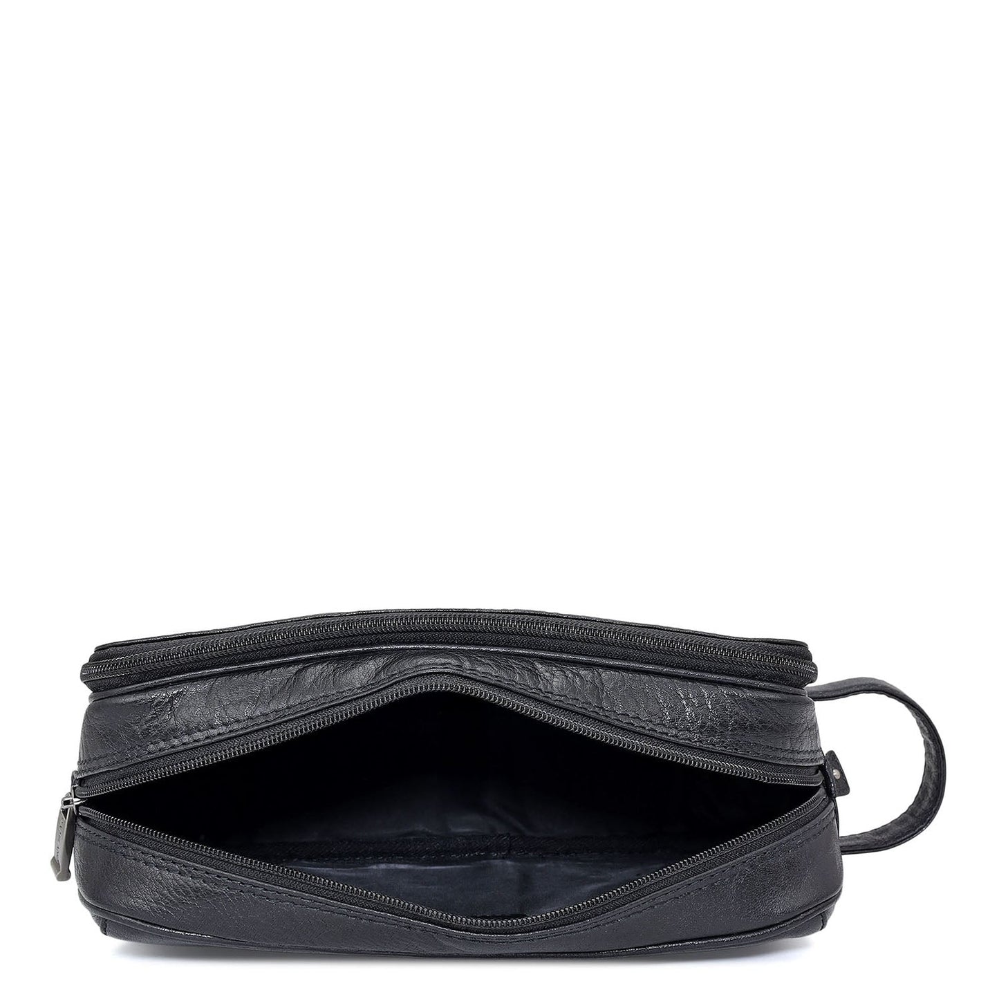 Elephant Pattern Leather Vanity Pouch - Black
