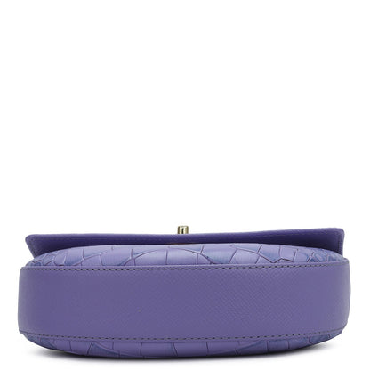 Small Croco Leather Satchel - Purple Haze