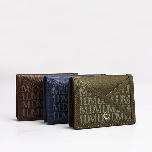 4 Slots Leather Card Case - Military Green