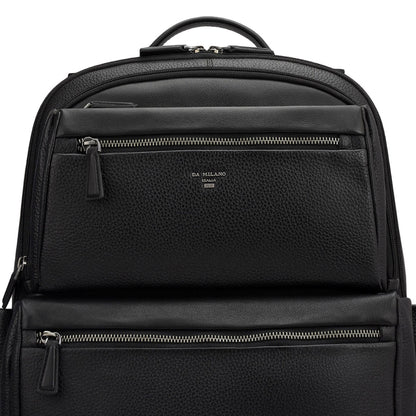 Wax Plain Leather Backpack - Black