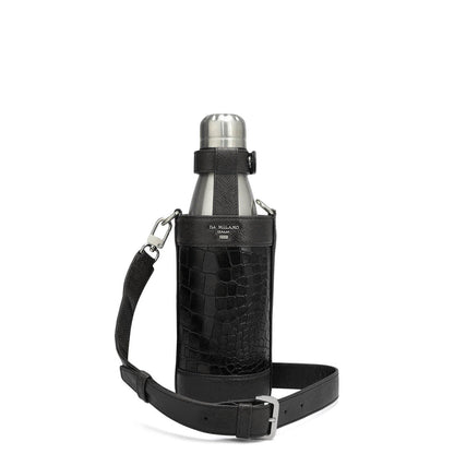 Croco Franzy Leather Bottle Case - Black