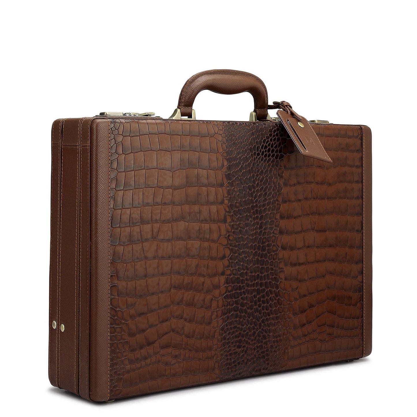 Croco Franzy Leather Brief Case - Date