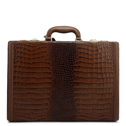 Croco Franzy Leather Brief Case - Date