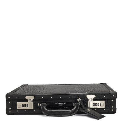 Croco Leather Briefcase - Black