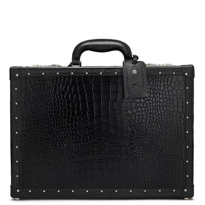 Croco Leather Briefcase - Black