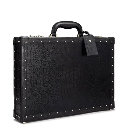 Croco Leather Briefcase - Black