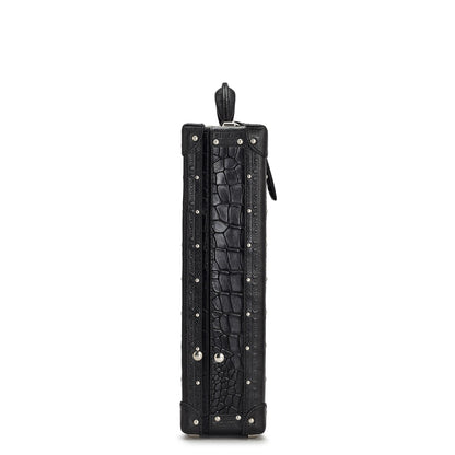 Croco Leather Briefcase - Black