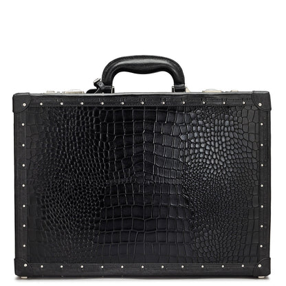 Croco Leather Briefcase - Black