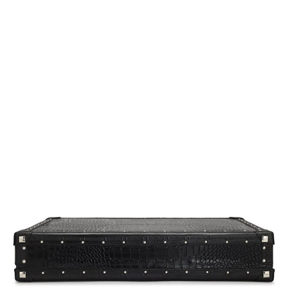 Croco Leather Briefcase - Black