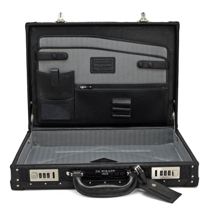 Croco Leather Briefcase - Black