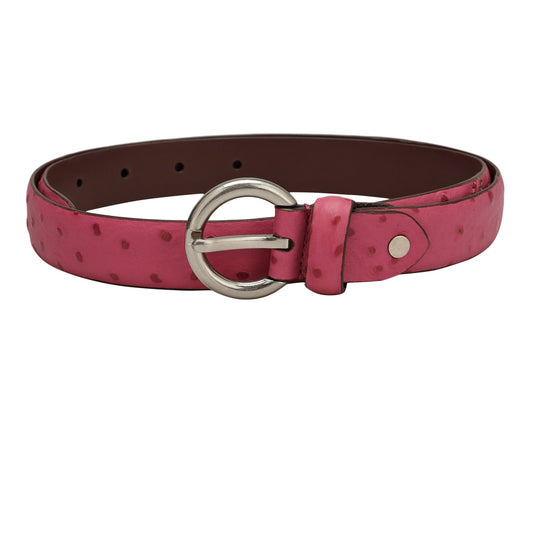 Casual Ostrich Leather Ladies Belt - Majenta