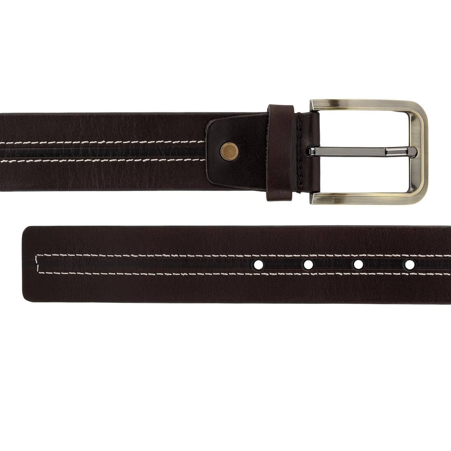 Formal Plain Leather Mens Belt - Brown