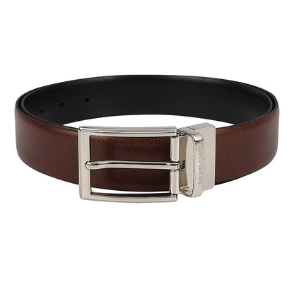 Formal Wax Leather Reversible Mens Belt - Cognac & Black