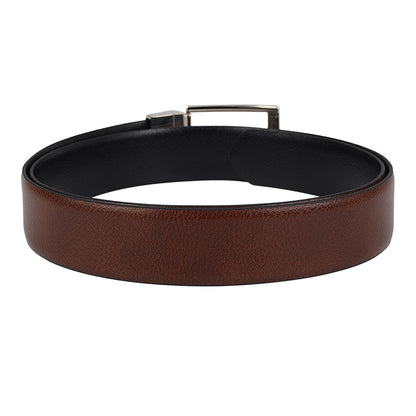 Formal Wax Leather Reversible Mens Belt - Cognac & Black