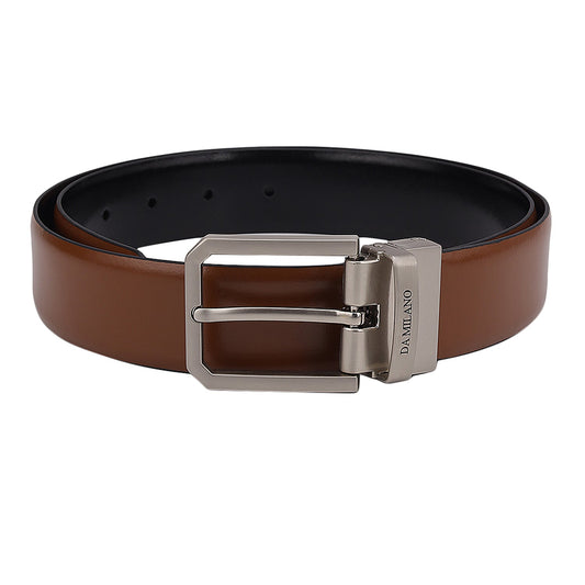 Formal Plain Leather Reversible Mens Belt - Tan & Black