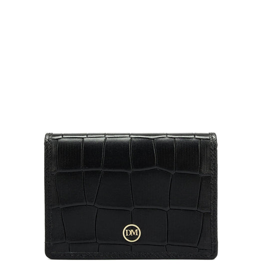 4 Slots Leather Card Case - Black