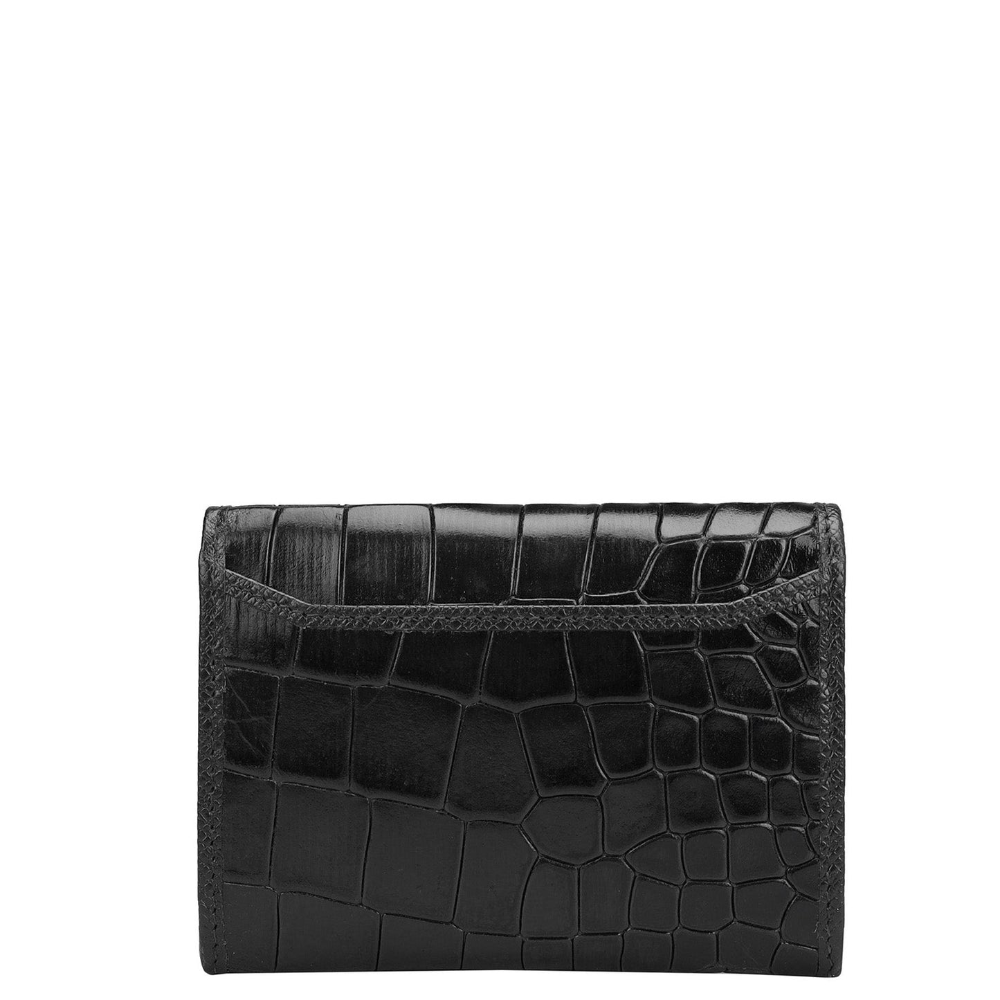 Croco Leather Card Case - Black