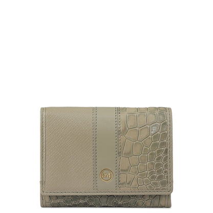 3 Slots Leather Card Case - Stone Grey